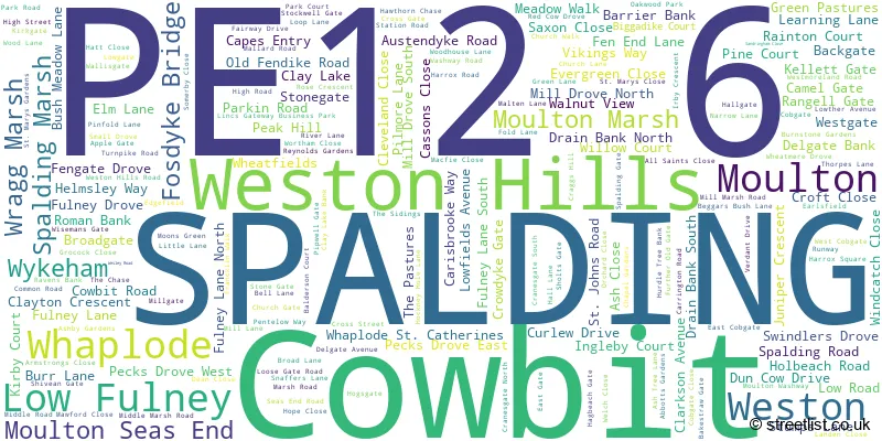 A word cloud for the PE12 6 postcode